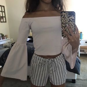 super cute off shoulder flare top